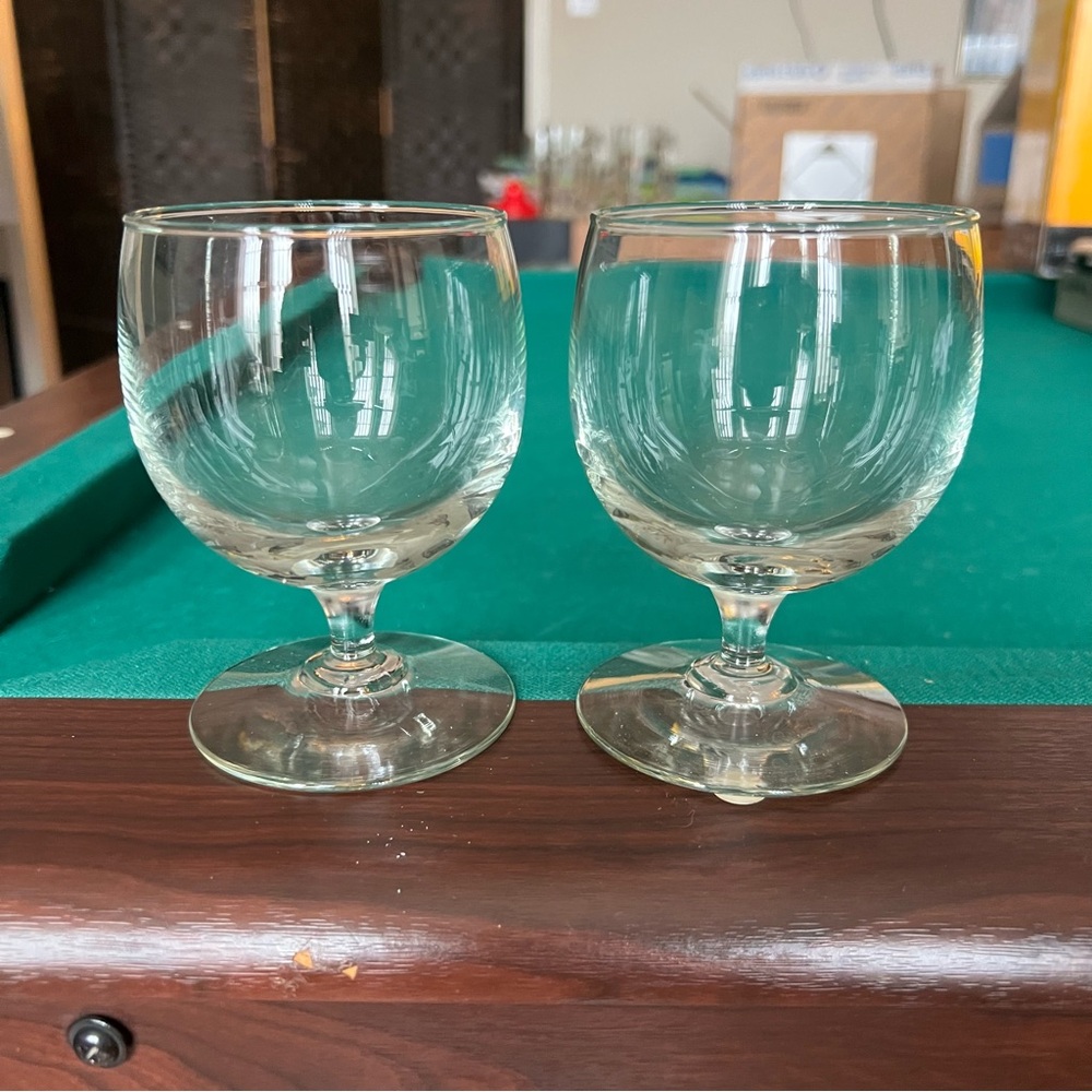 Set of 2 Vintage Crystal stemmed Goblet or Brandy Glasses